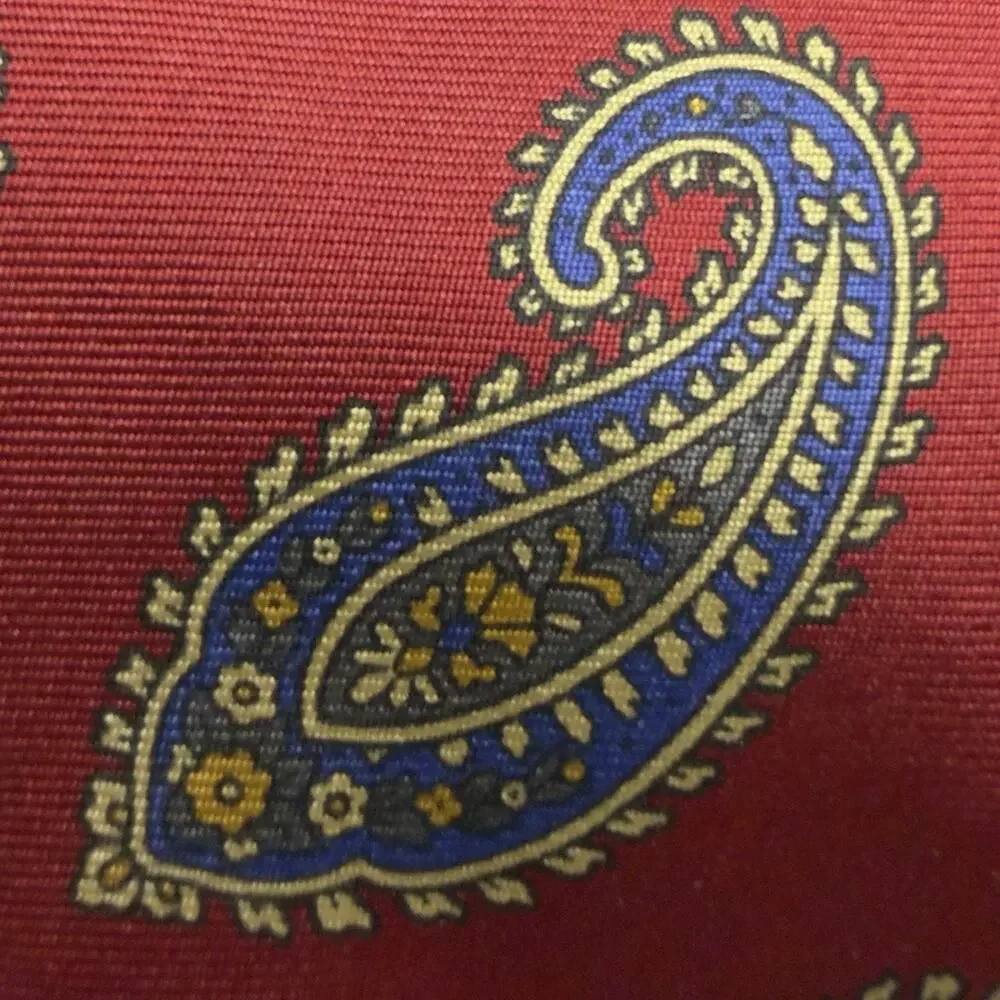 2 Silk Ties Vintage Ralph Lauren Chaps Polo Blue Geometric Red Paisley Handmade